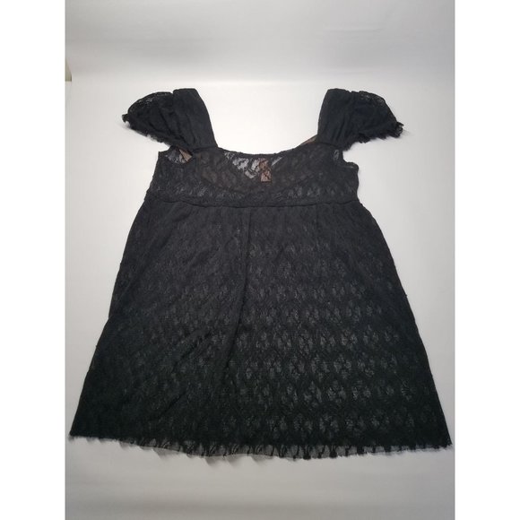 Free People Intimately Sheer Black Lace Top W cap - Picture 6 of 8